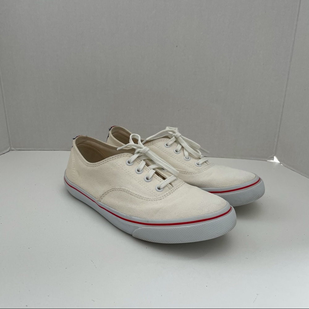 Tory Burch Murray Shoes Sneaker Flats Tennis Shoes Medallion Logo Canvas Cream